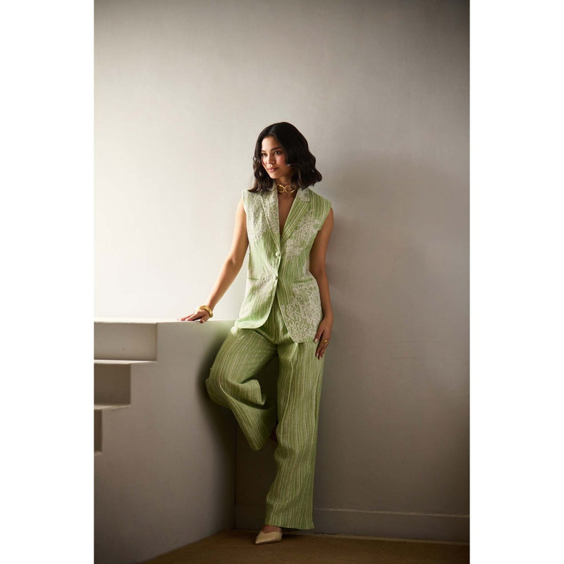 Label Deepika Nagpal Green Bronte Co-Ord (Set of 2)