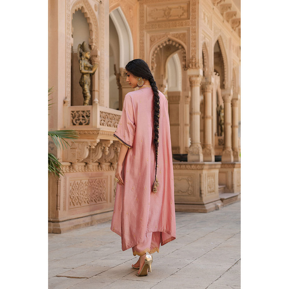 Label Niti Bothra Pink Riwayat Embroidered Kurta with Pant (Set of 2)