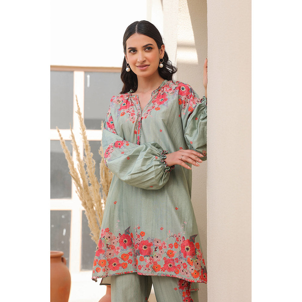 Label Niti Bothra Green Bahar Heavy Hem Co-Ord (Set of 2)