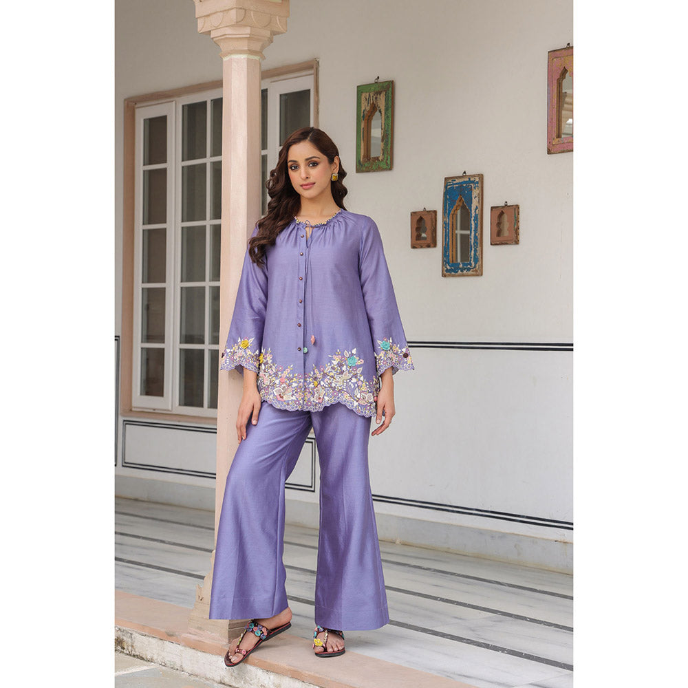 Label Niti Bothra Lavender Gulzar Scallop Embroidered Co-Ord (Set of 2)