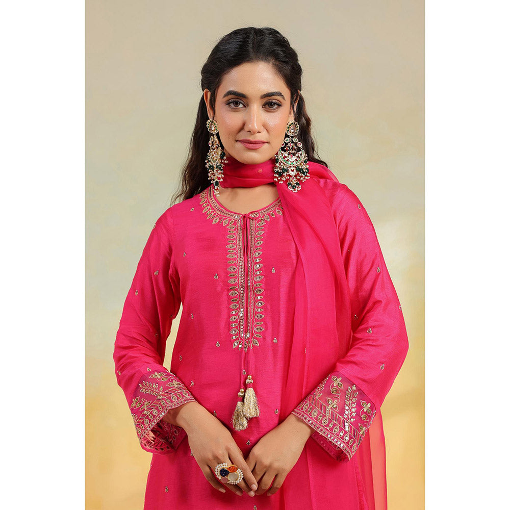 Label Niti Bothra Pink Noor Farshi Kurta With Palazzo And Dupatta