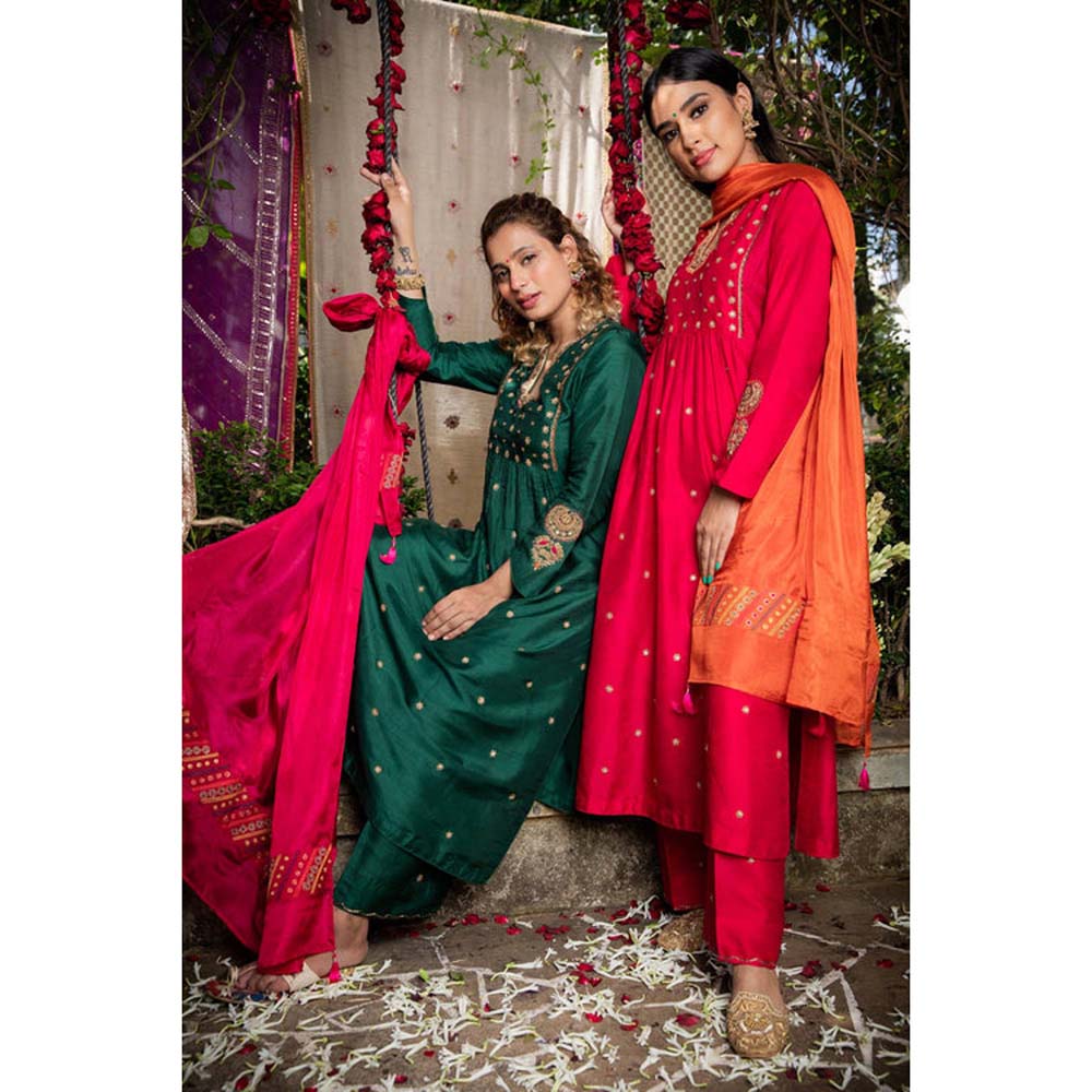 Label Niti Bothra Pink Zardozi Kurta With Palazzo