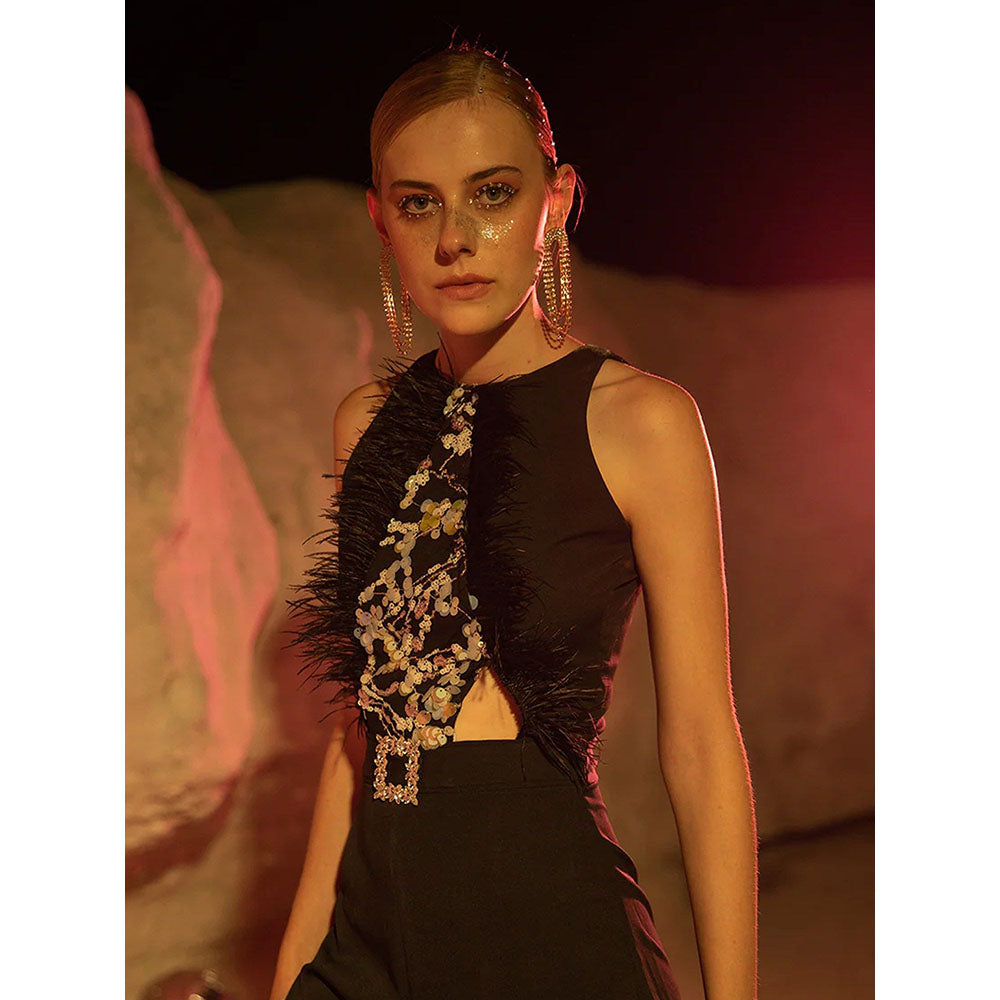 Label Iris Black Panelled Jumpsuit