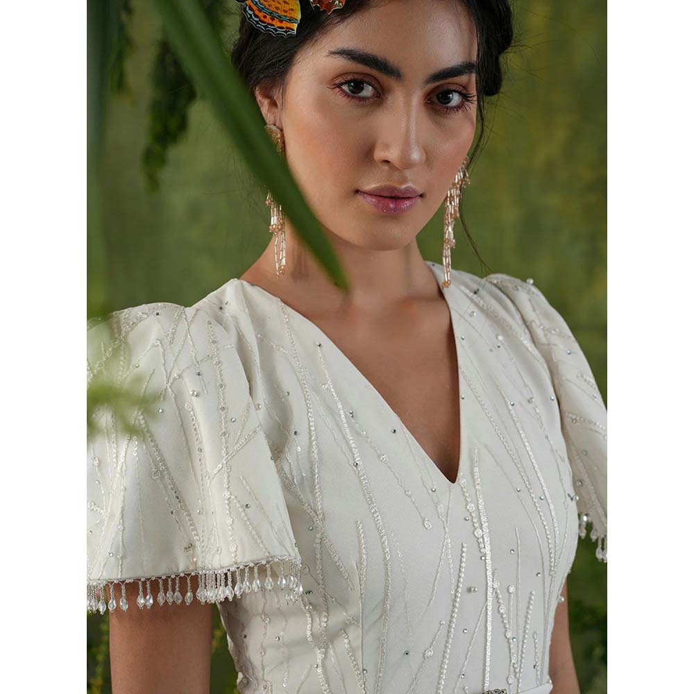 Label Iris Ivory Embroidered Beaded Co-Ord (Set of 2)