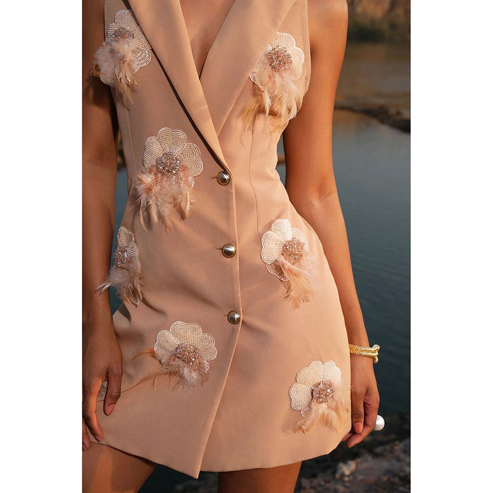 Label Iris Beige Flower Blazer Dress