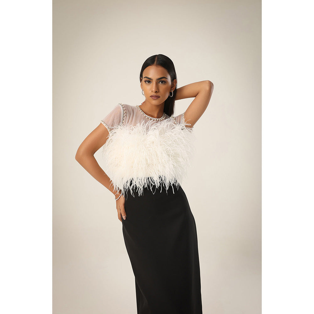 Label Iris Black Feather Dress