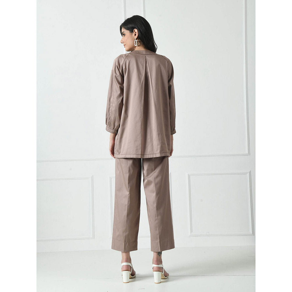 Sunanta Madaan Taupe Luxury Cotton Co-Ord (Set of 2)