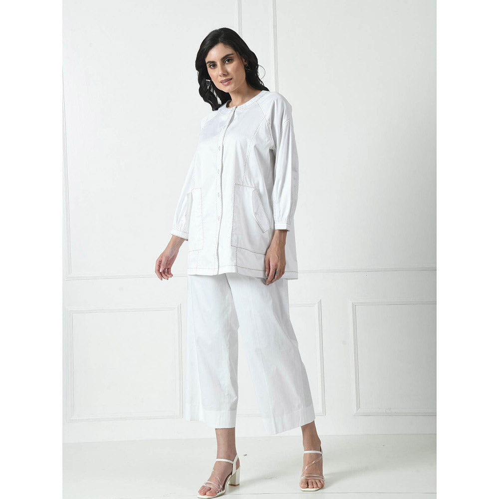 Sunanta Madaan White Premium Cotton Co-Ord (Set of 2)