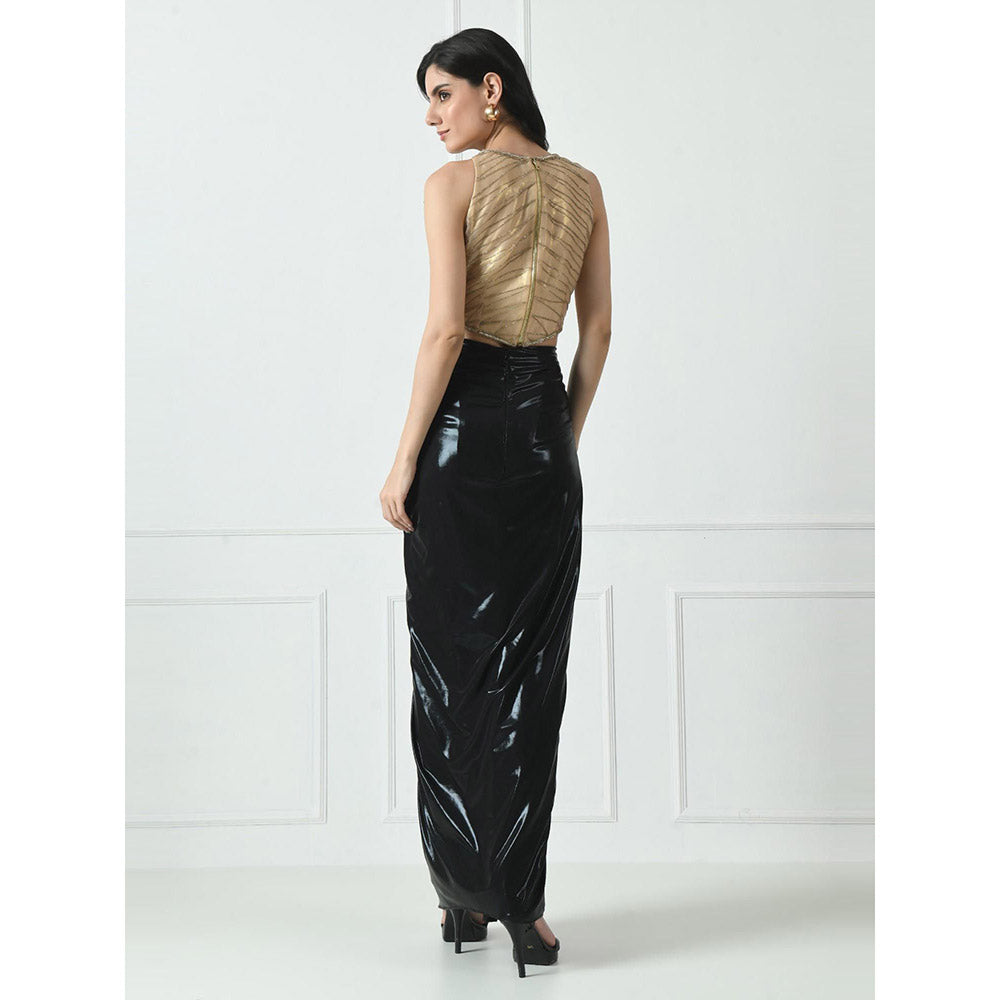 Sunanta Madaan Black Indo Western Skirt with Crop Top (Set of 2)