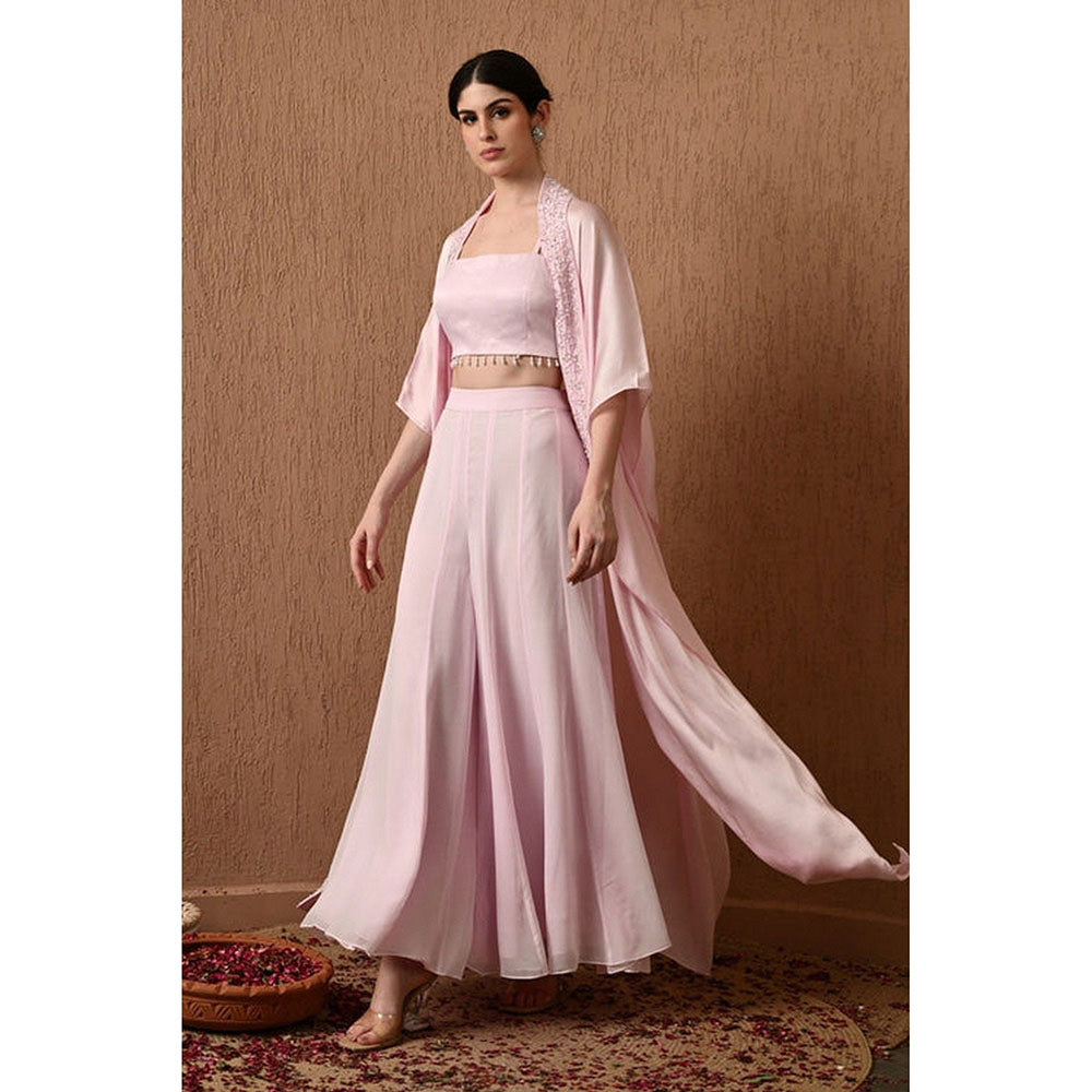 Sunanta Madaan Pink Indo Western Palazzo with Top and Cape