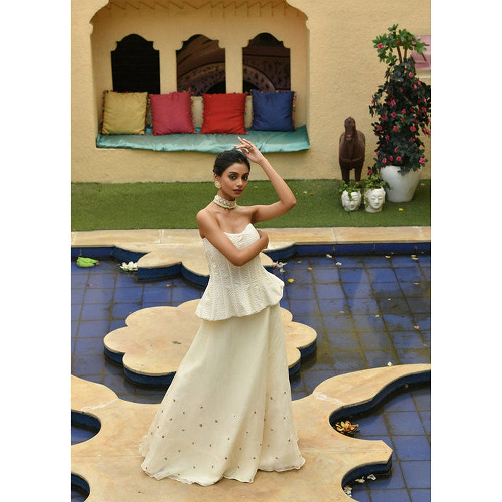 Sunanta Madaan Ivory Indo-Western Lehenga with Corset