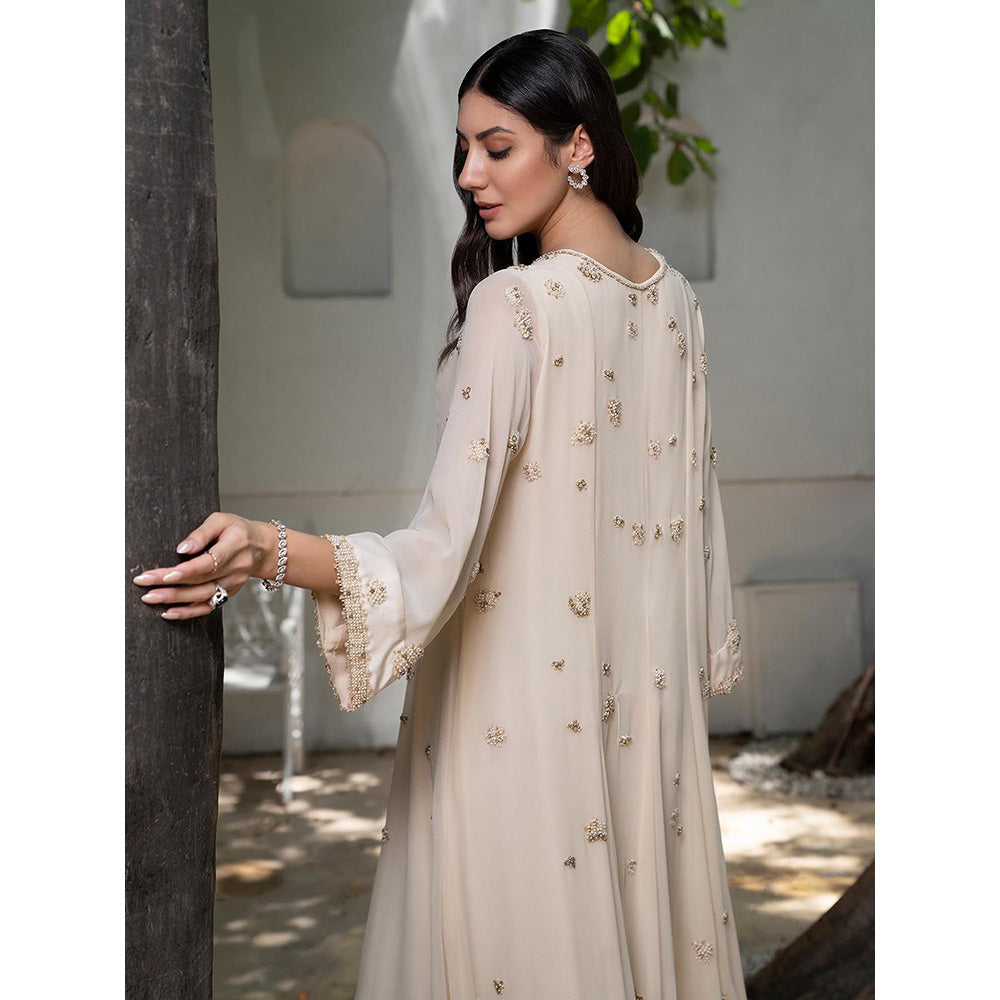 LABEL RUHBAB Cream Kalidaar Silk Georgette Dress