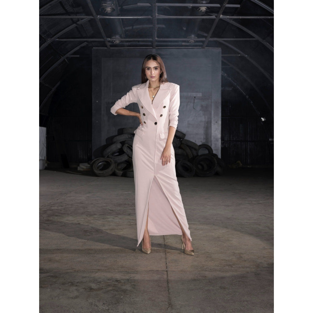 Label Suravika S Beige Hi Blazer Maxi Dress