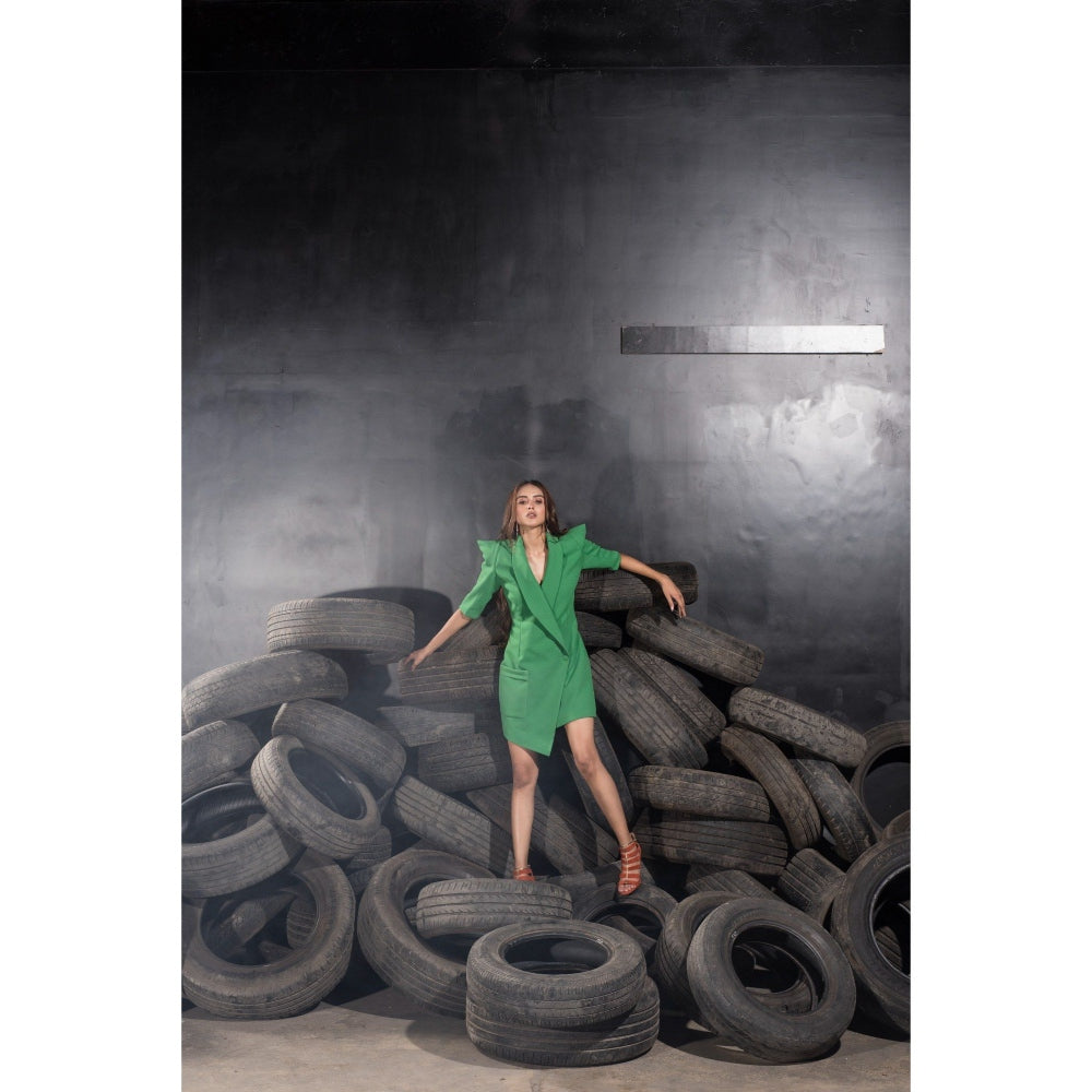 Label Suravika S Green Elf Blazer Dress