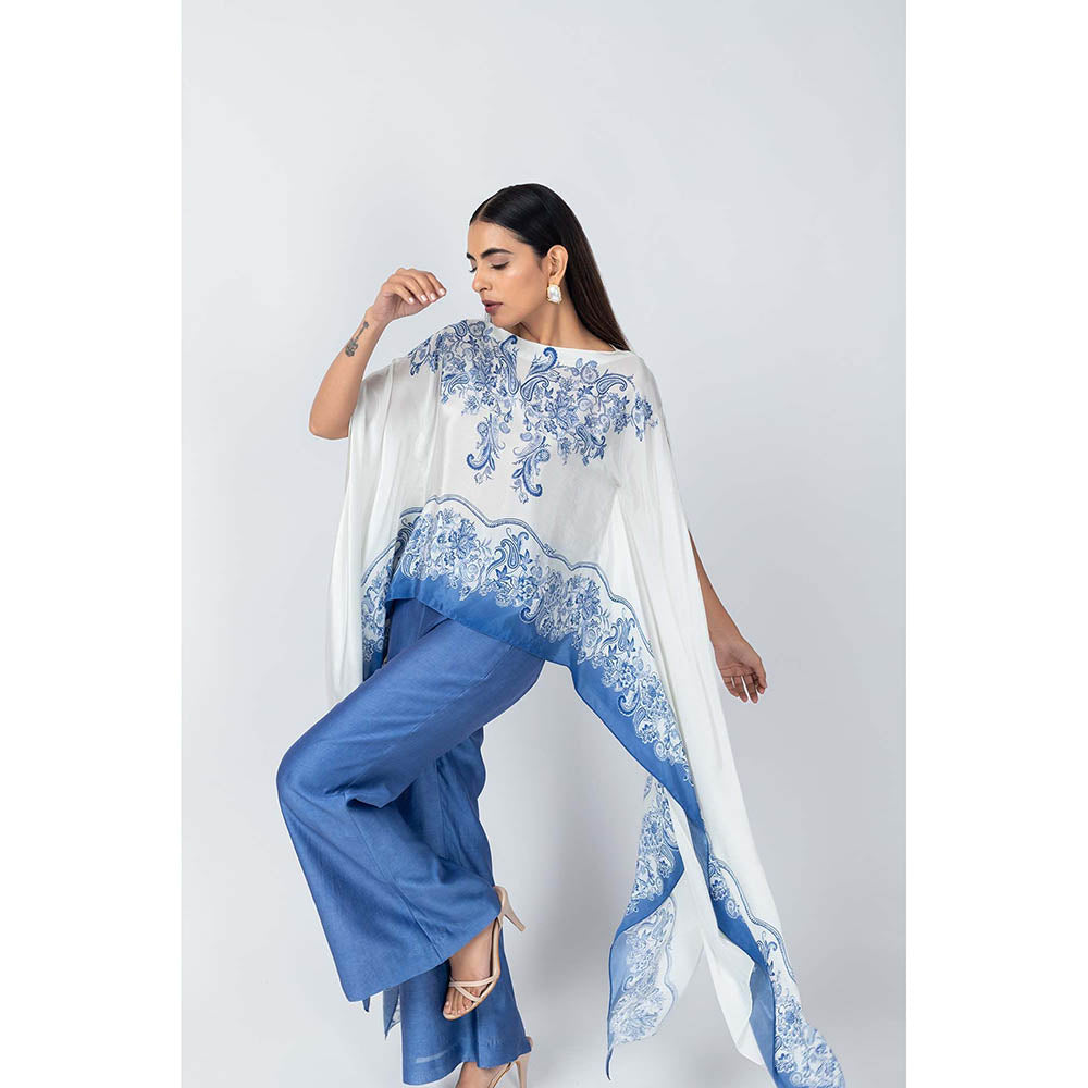 LABEL NAARITI Azure Blue Top with Pant (Set of 2)