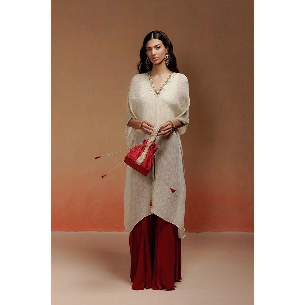 LABEL NAARITI Raza-Beige Kurta With Sharara