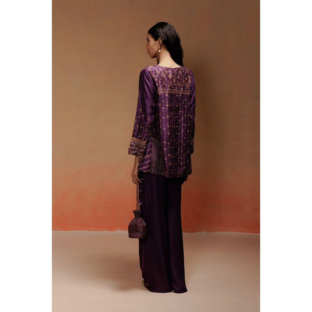LABEL NAARITI Ashma-Purple Kurta With Sharara