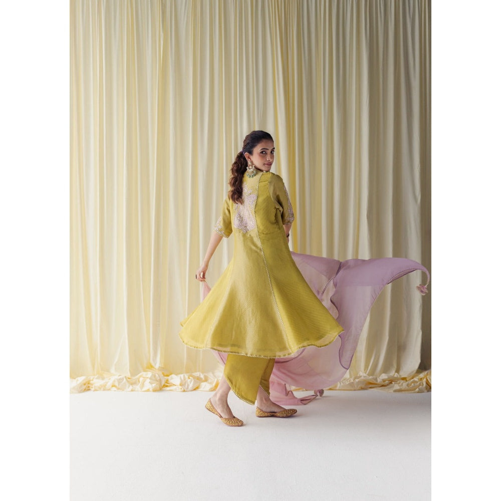 LABEL NAARITI Ahana Yellow Tissue Thread Work Salwar Suit Sets