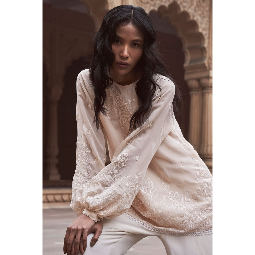 LABEL NAARITI Arzoo Ivory Regular Fit Thread Work Palazzo Sets