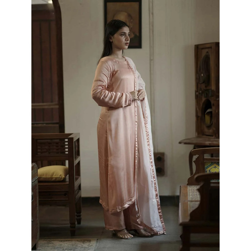 Label Ruby Kashida Embroidered Peach Kurta with Pant (Set of 2)