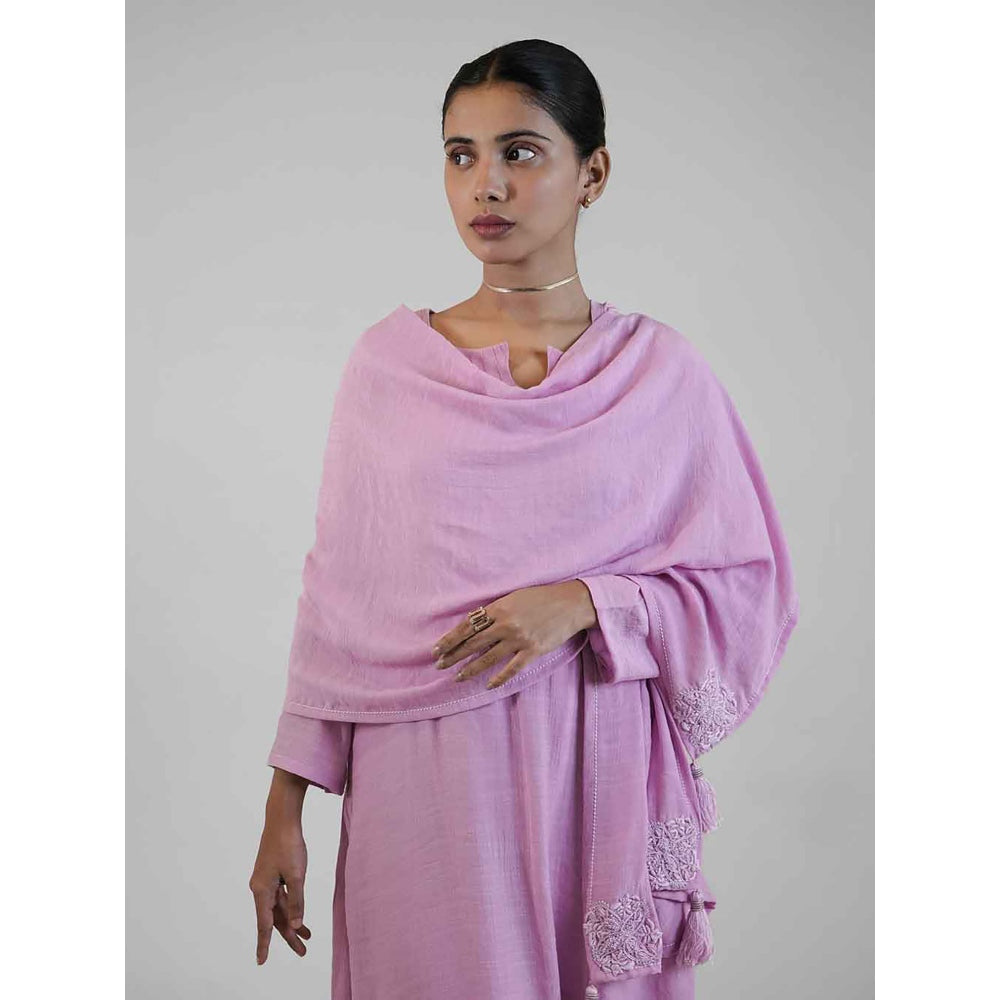 Label Ruby Hand Embroidered Purple Kurta with Pant and Dupatta (Set of 3)