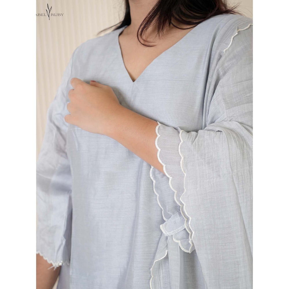 Label Ruby Light Grey Pure Chanderi Kurta with Pant and Dupatta