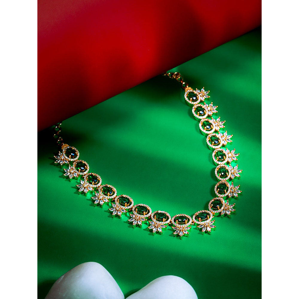 Label Ruby Gold-Plated Emerald Green Oval Stone Necklace