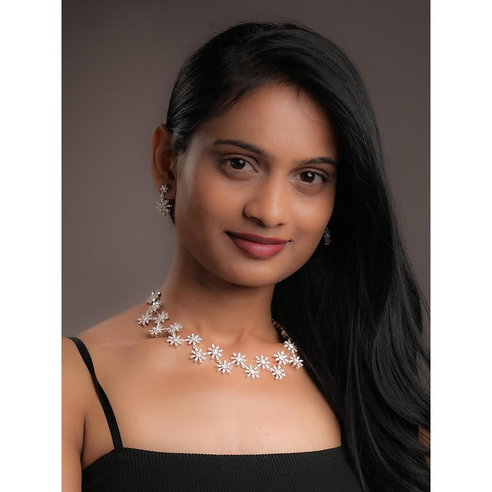 Label Ruby Snowflake Bloom Diamond Necklace and Earrings