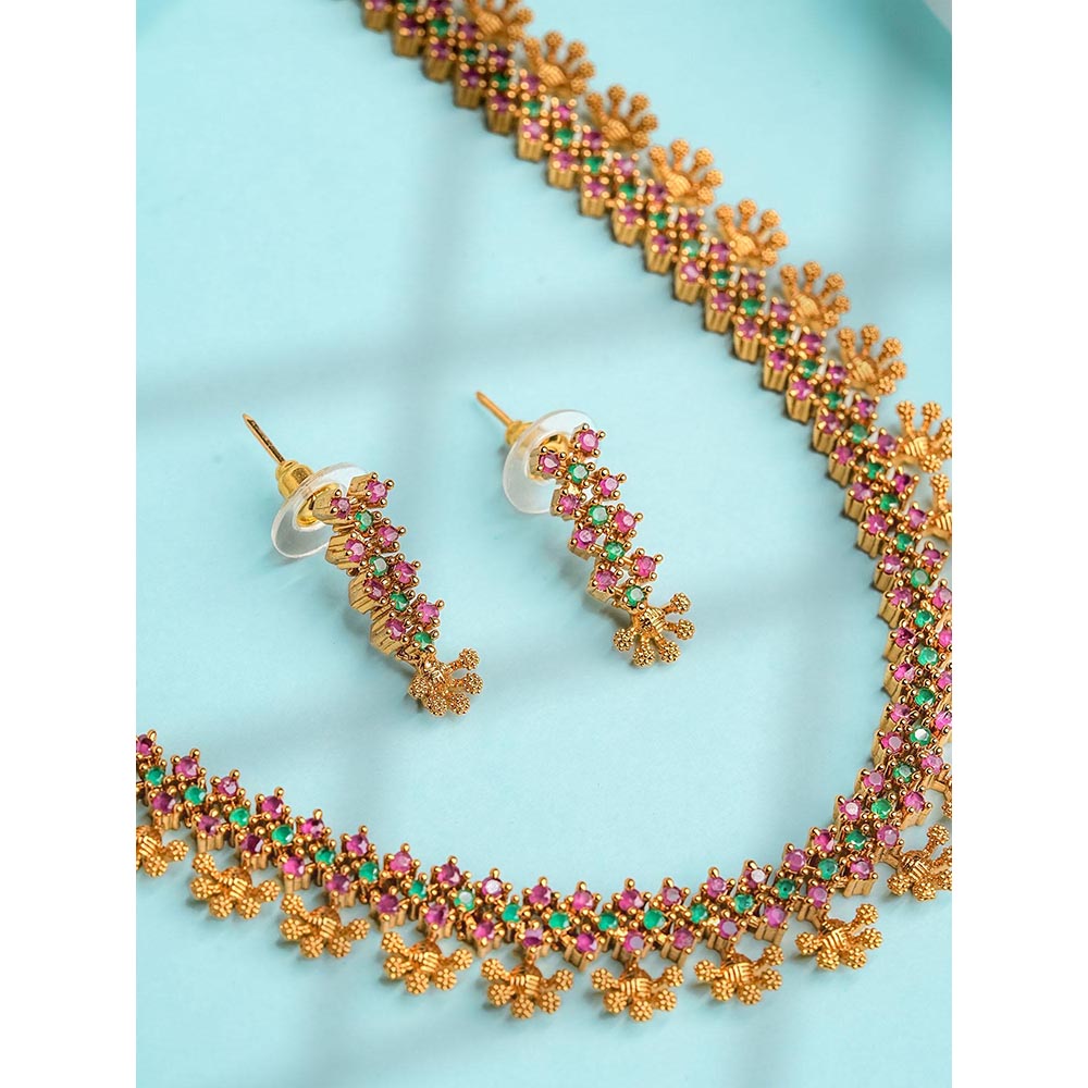 Label Ruby Modern Silver Emerald Teardrop Necklace and Earrings