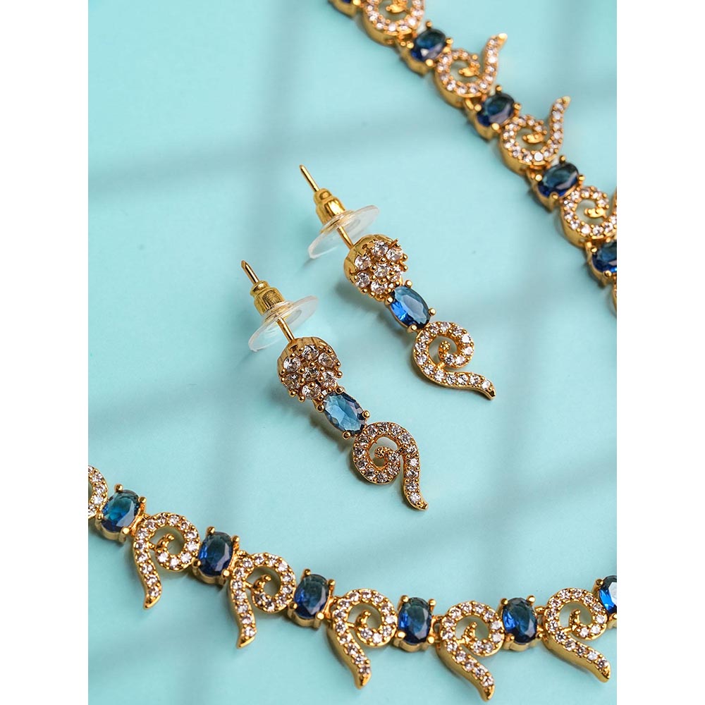 Label Ruby Blue Nature-Inspired Leaf Necklace and Earrings