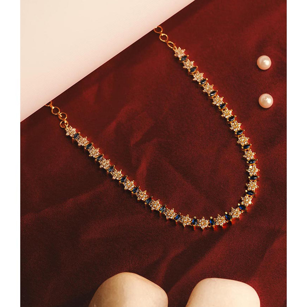 Label Ruby Blue Elegant Ruby and Diamond-Style Floral Tennis Necklace