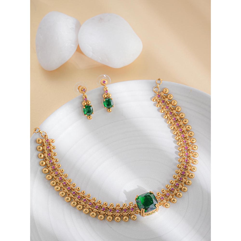 Label Ruby Luxury Emerald and Gold Green Jewellery Set
