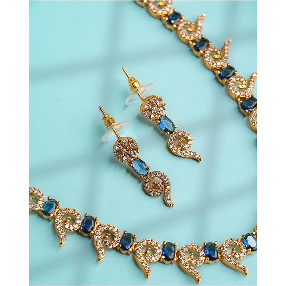 Label Ruby Blue Nature-Inspired Leaf Jewellery Set