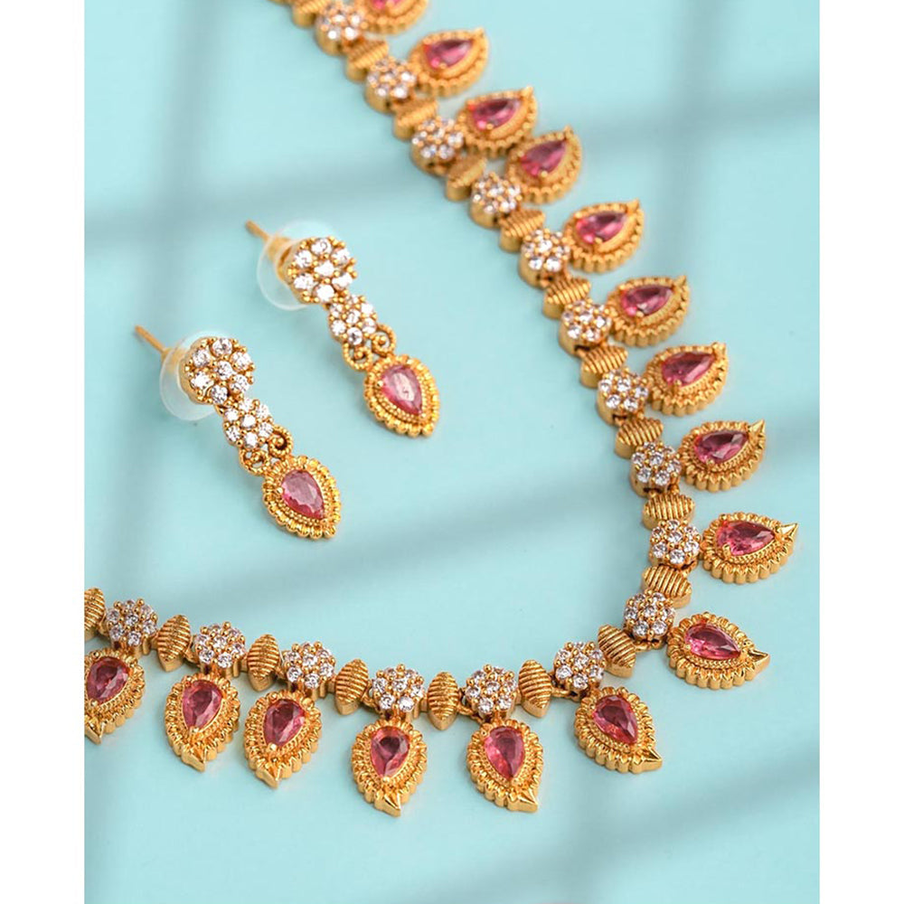 Label Ruby Pink Heritage Emerald and Gold Pave Jewellery Set