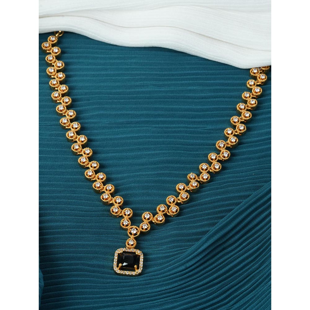 Label Ruby Blue Gold Plated Crystal Alloy Necklace