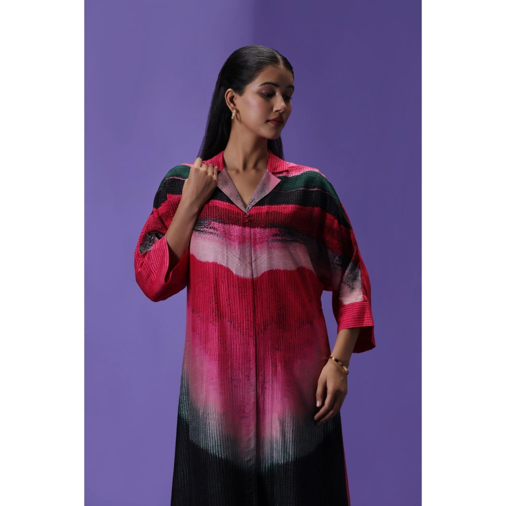 Label Radini Midnight Blush Long Kurta with Pant - Multi-Color