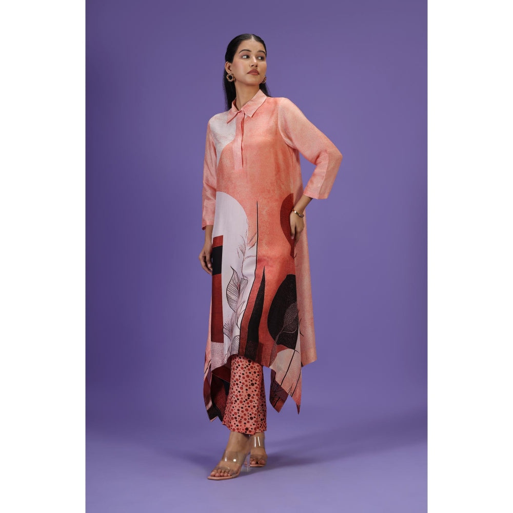 Label Radini Sunset Serenade Long Kurta with Pant - Peach