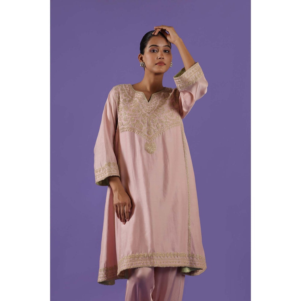 Label Radini Manorita Choga Salwar Pant with Kurta - Pink