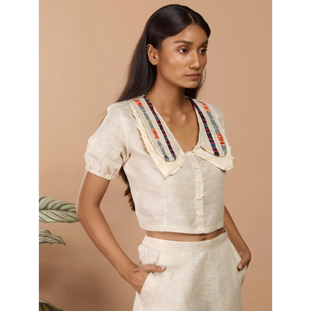 LABEL NIYAMI Off White Peter Pan Co-Ord Set