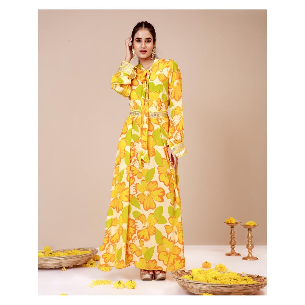 LABEL NIYAMI Sunflower Tie-Up Maxi Dress