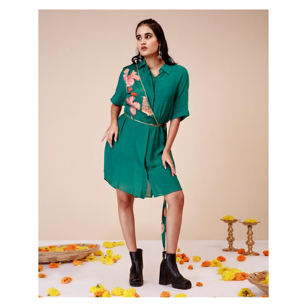 LABEL NIYAMI Hibiscus Shoulder Harness Mini Dress