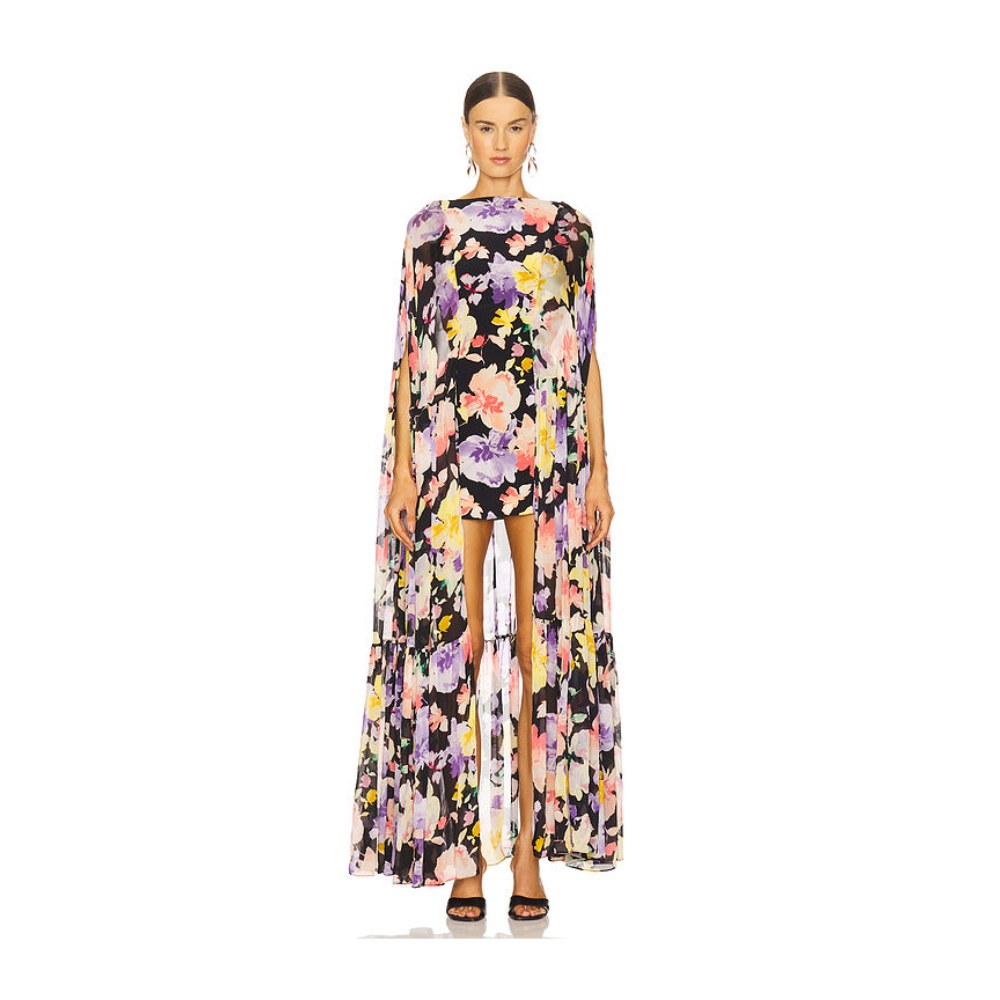 La Fuori Coralia Gathered Cape Dress