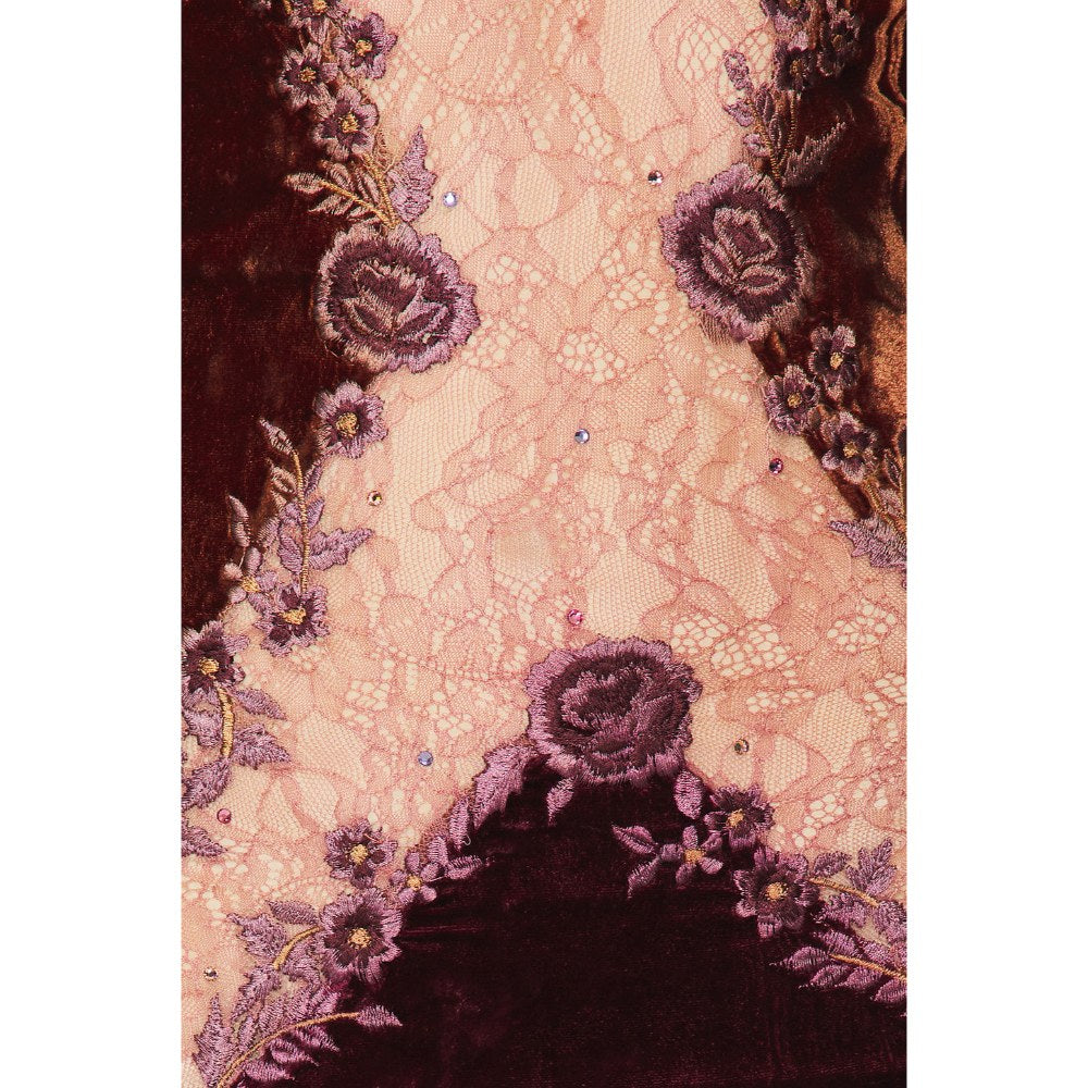La Fuori Julia Purple Lace Slip Dress