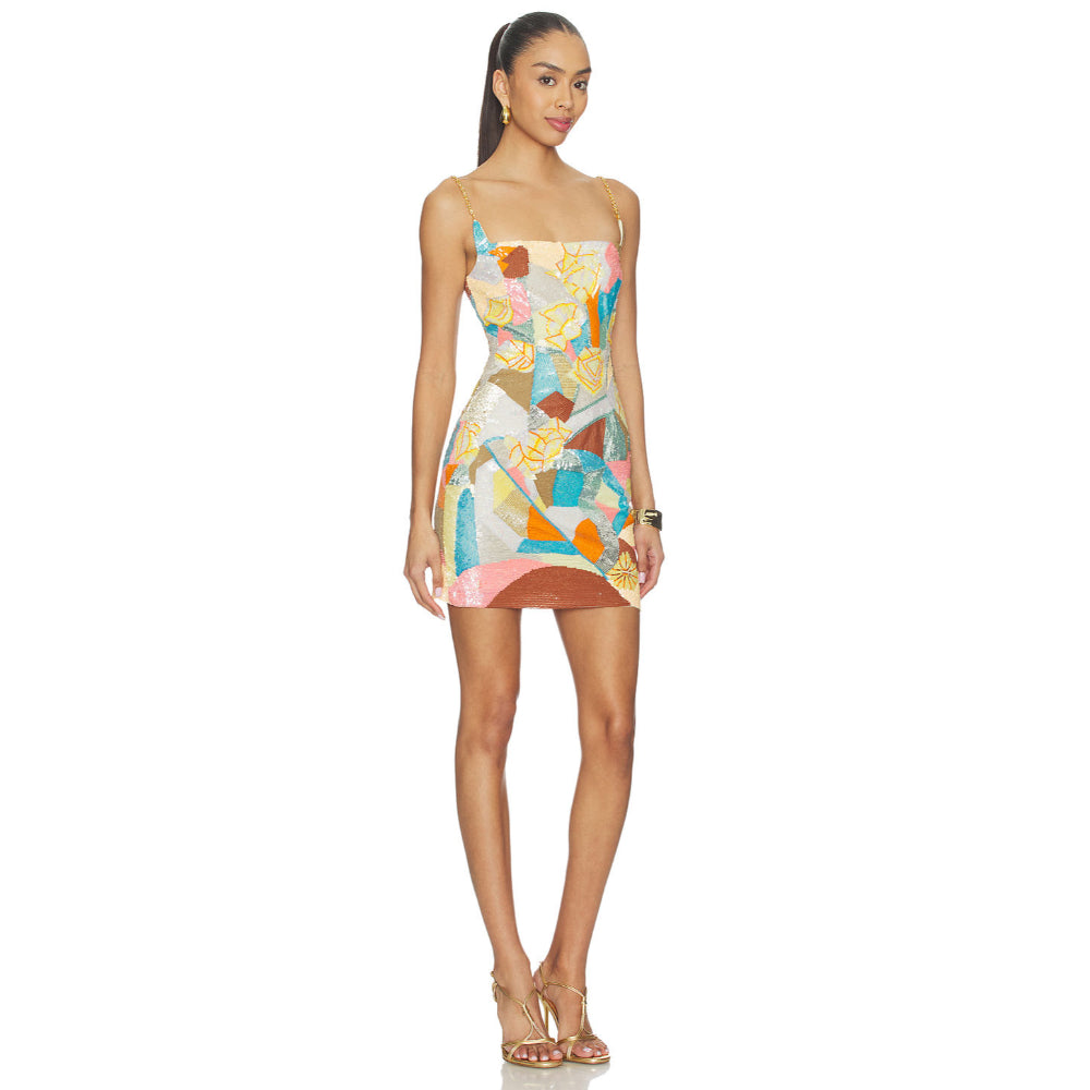 La Fuori Mosaic Burst Mini Dress