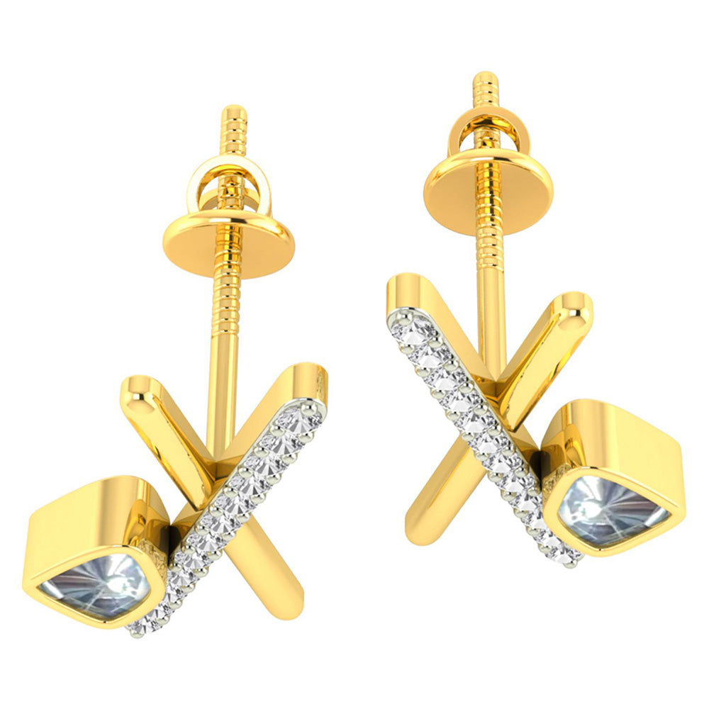La marque-M White Polki On Bars Diamond Earrings
