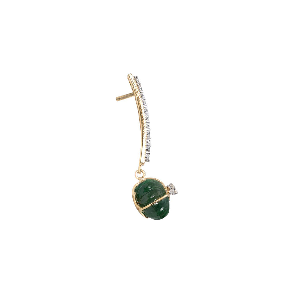La marque-M 3D Carved Green Stone Diamond Earrings