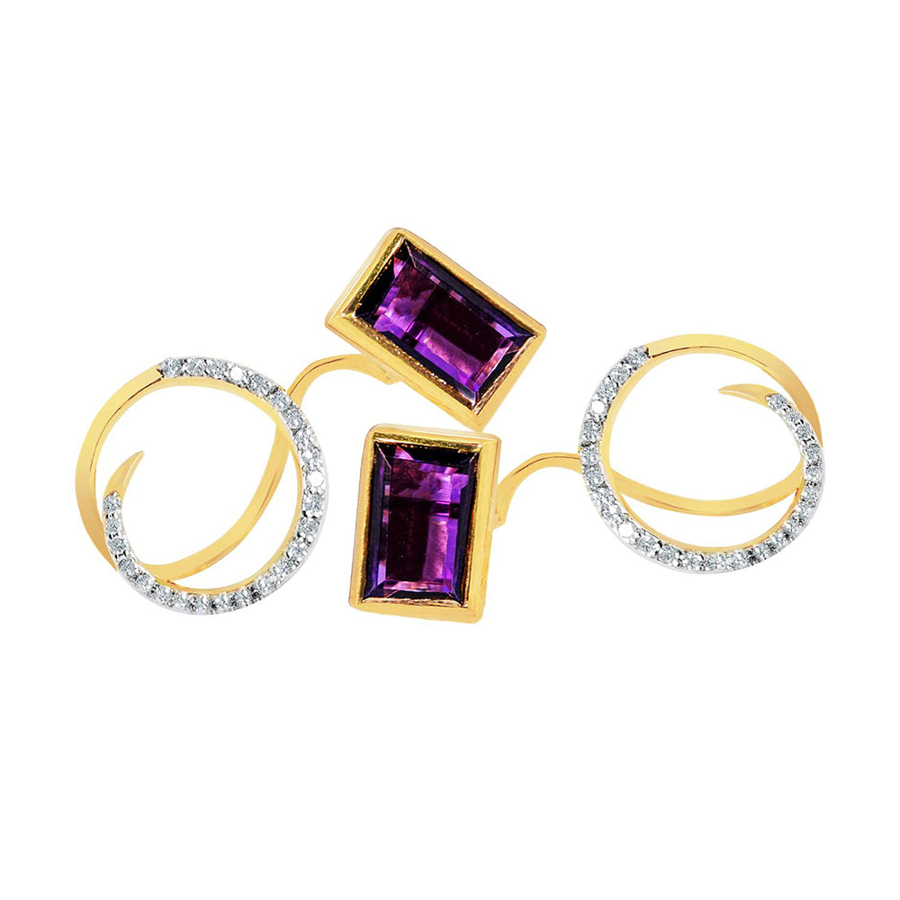 La marque-M Purple Diamond Earrings