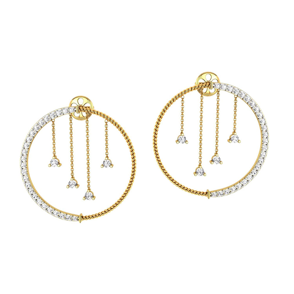 La marque-M White Hanging Diamond Earrings
