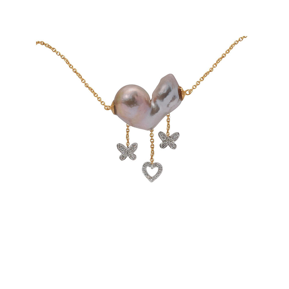 La marque-M White Full Of Love Pearl Diamond Necklace