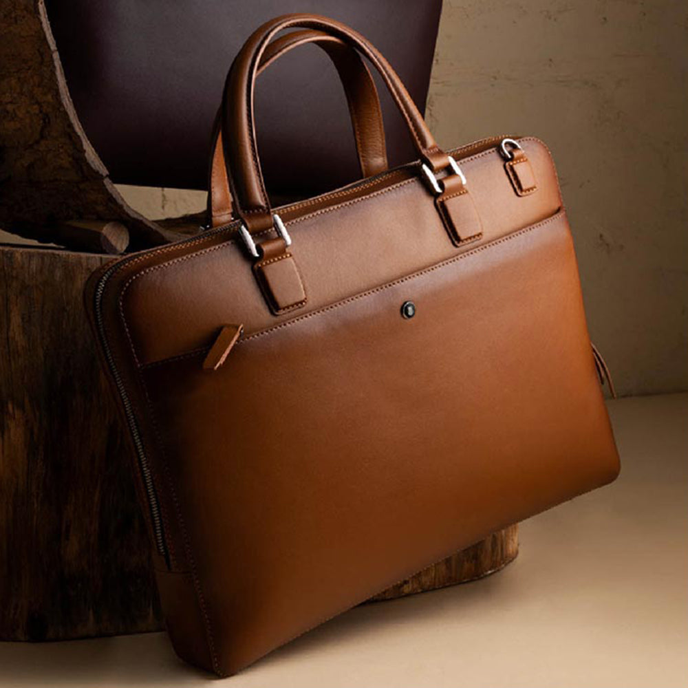 Lapis Bard Ducorium Spencer 15-Inch Slim Laptop Business Bag - Cognac